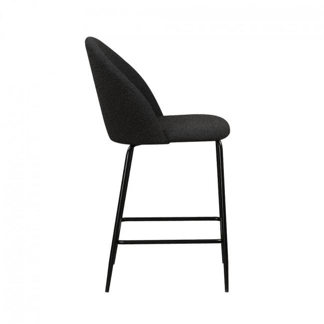 Lot 2 fauteuils de bar 65cm en tissu bouclette et pieds noirs - VITIKKO Noir - Drawer
