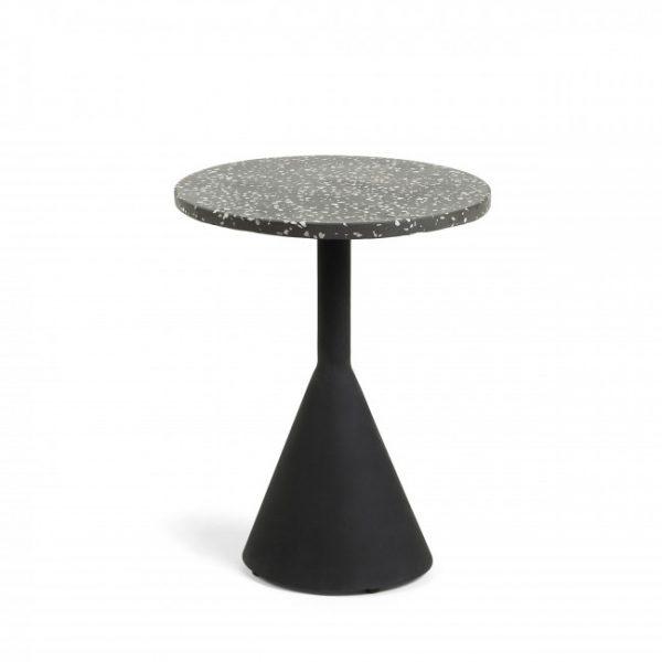 Table d'appoint en terrazzo ø40 cm - MIERES Noir - Kave Home