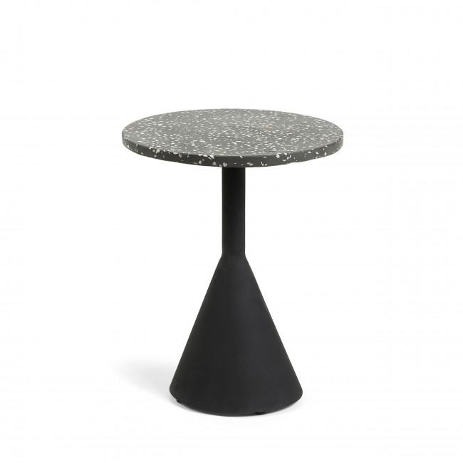 Table d'appoint en terrazzo ø40 cm - MIERES Noir - Kave Home