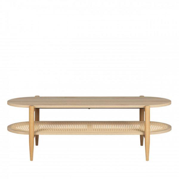 Table basse ovale en bois et cannage - ELLOS Bois clair - Drawer