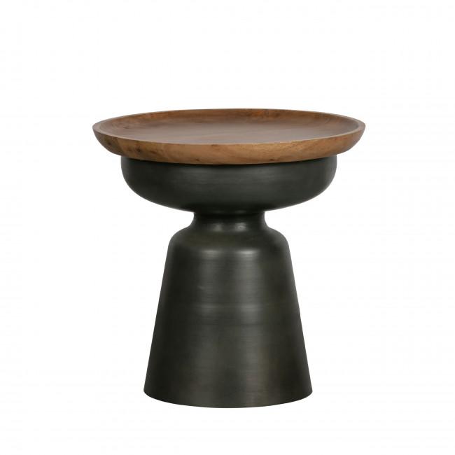 Table basse ronde en bois et métal ø53cm - DANA Noir - Woood