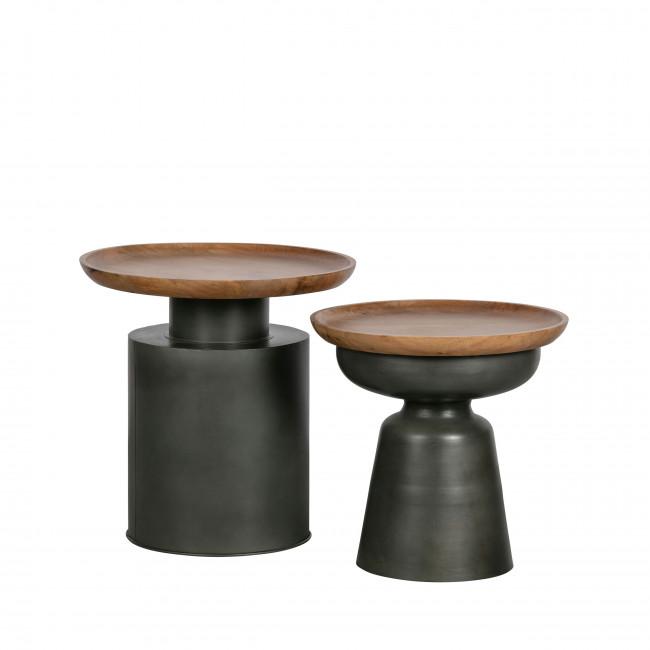 Table basse ronde en bois et métal ø53cm - DUA Noir - Woood