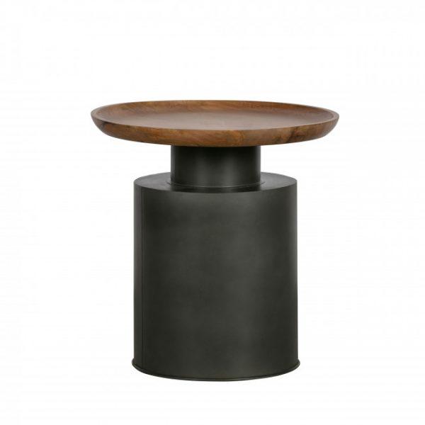 Table basse ronde en bois et métal ø53cm - DUA Noir - Woood