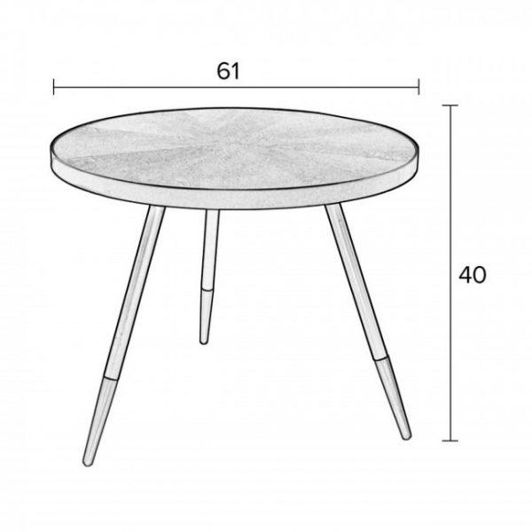 Table basse ronde en métal et bois ø61cm - DENISE Bois foncé - Drawer