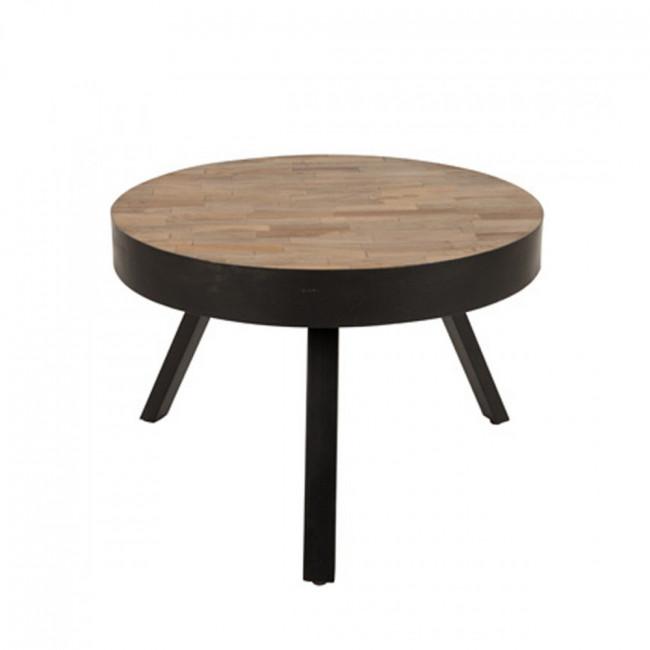 Table basse ronde ø58 cm en teck recyclé Medium - SURI Bois - Drawer