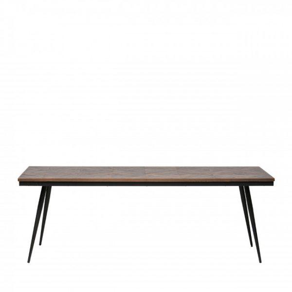 Table à manger en bois de teck recyclé et métal 220x90cm - RHOMBIC Naturel - BePureHome