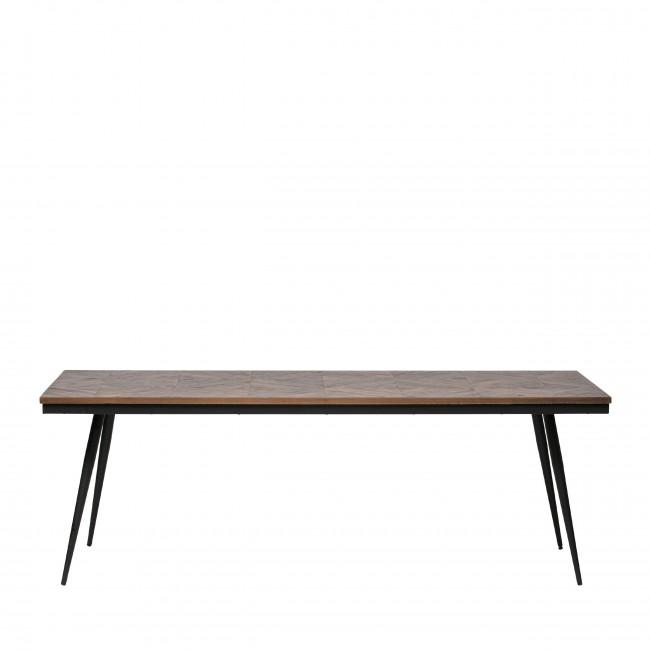 Table à manger en bois de teck recyclé et métal 220x90cm - RHOMBIC Naturel - BePureHome