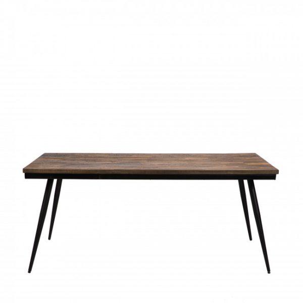 Table à manger en métal et teck recyclé 160x90cm - RANGGO Bois foncé noir - Drawer