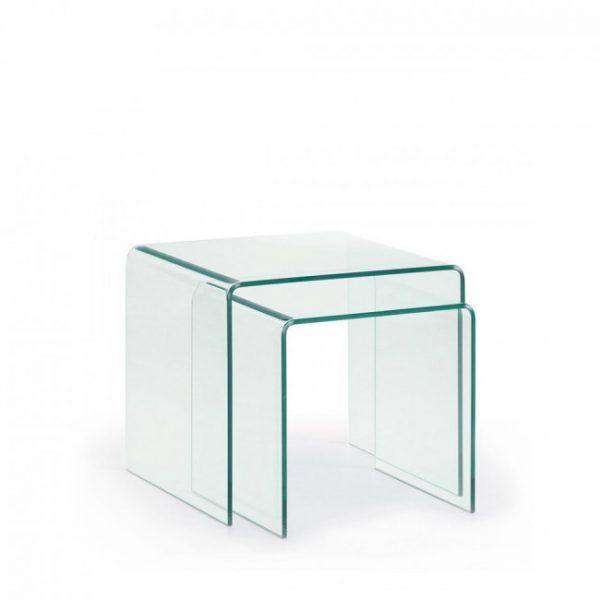 2 tables basses gigognes en verre - BURANO Transparent - Kave Home