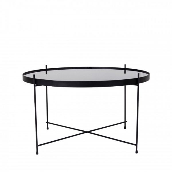 Table basse en verre et métal ø70xh40cm - VENEZIA Noir - House Nordic