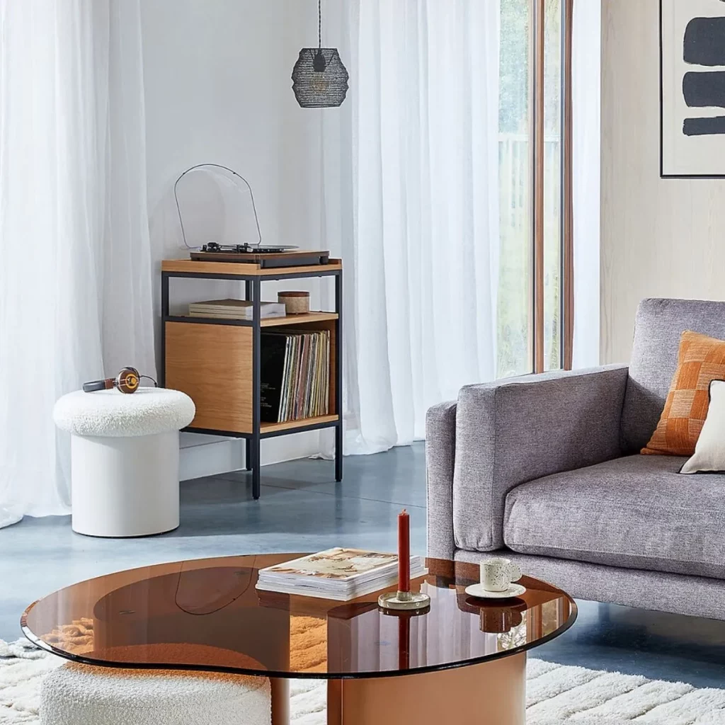 Petit meuble vinyles en bois et métal Volga