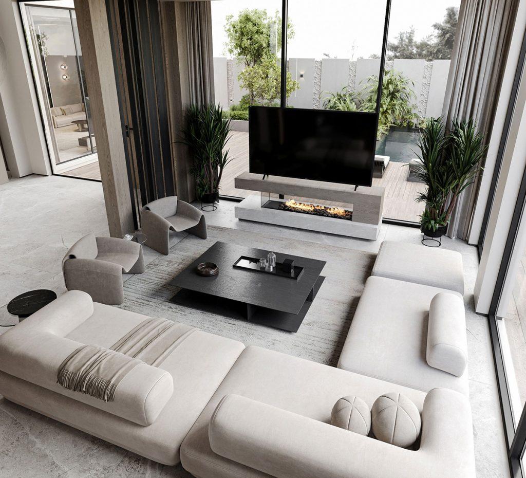Une villa a la decoration moderne et minimaliste dans les tons beiges 2