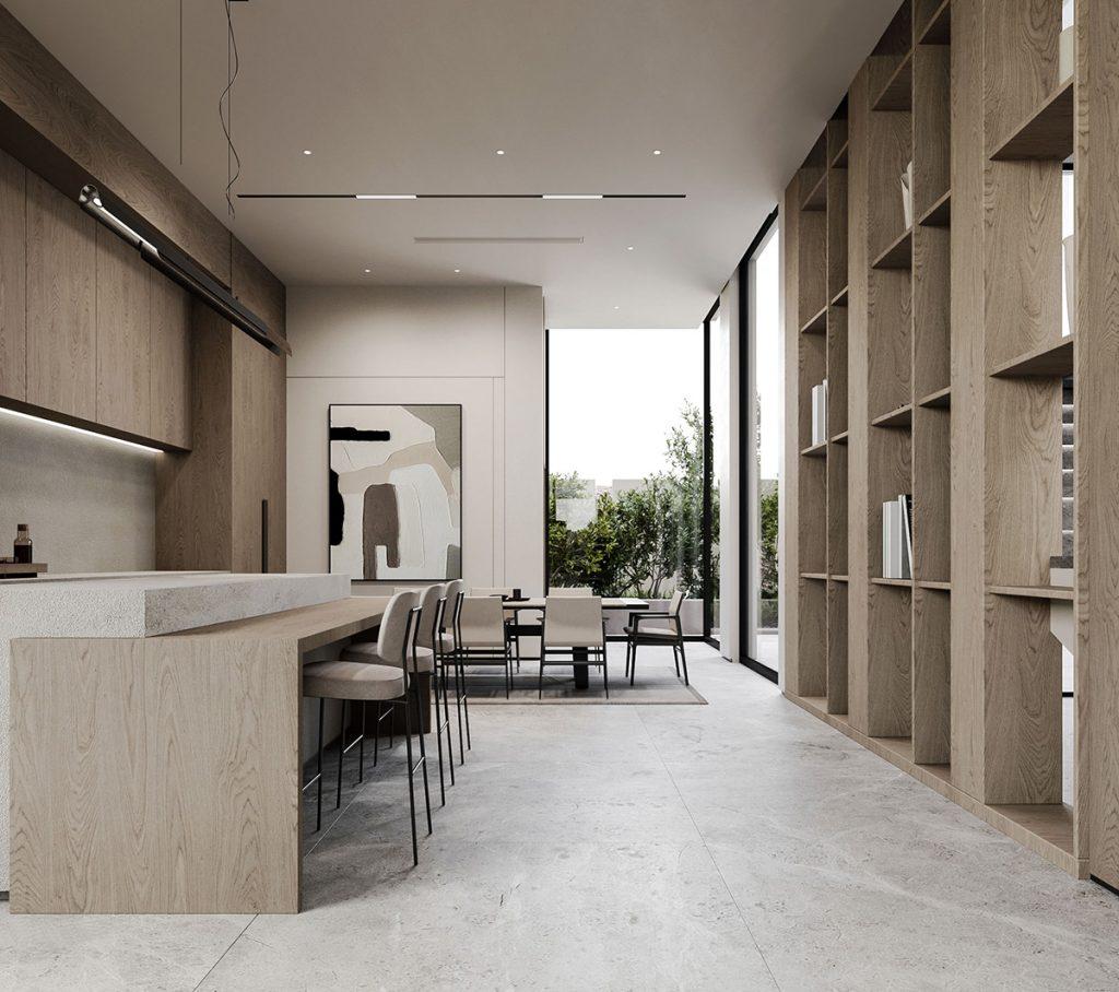 Une villa a la decoration moderne et minimaliste dans les tons beiges 8